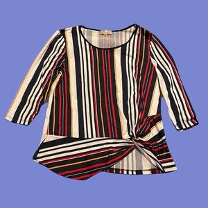 Professional Multicolored Blouse with Midlength Sleeves